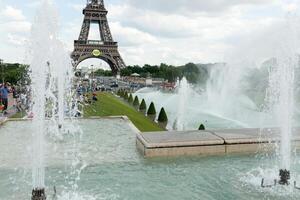 PARIS, FRANCE - 02 June 2018 View of the Eiffel Tower from Place de Trocadero. The Eiffel Tower was constructed from 1887-1889 as the entrance to the 1889 World photo