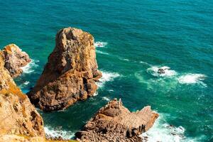 Atlantic ocean view with cliff. View of Atlantic Coast at Portugal, Cabo da Roca. Summer day photo