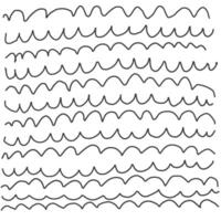 Wavy continuous lines with different amplitudes. Abstract vector horizontal black wavy strokes.