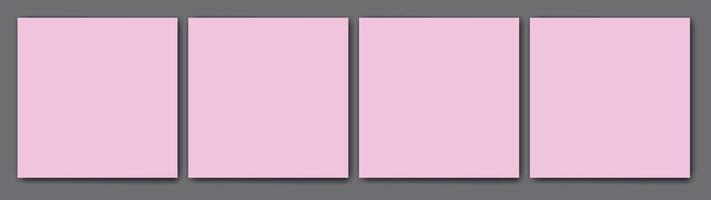 Pink blank pages on grey background. Mockup for invitations or congratulations. Set of templates with soft shadows. vector