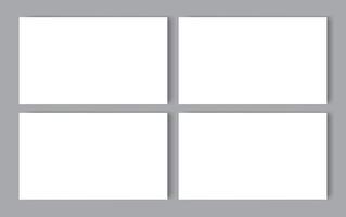 Four white blank papers with shadows on the grey background. Templates for presentation of design vector