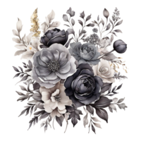 AI generated Foral flower bouquet design, Abstract metallic flower design, Digital flower painting, Floral textile design, Flower Illustration,Embossed flower pattern png