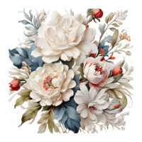 ai genererad foral blomma bukett design, abstrakt metallisk blomma design, digital blomma målning, blommig textil- design, blomma illustration, präglad blomma mönster png