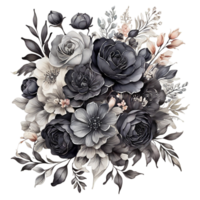 ai generiert foral Blume Strauß Design, abstrakt metallisch Blume Design, Digital Blume malen, Blumen- Textil- Design, Blume Abbildung, geprägt Blume Muster png