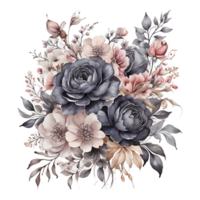 AI generated Abstract metallic flower design, Digital flower painting, Floral textile design, Flower Illustration,Embossed flower pattern, PNG flower images, Foral flower bouquet design