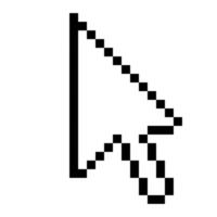 Transparent cursor line icon. Computer, mouse, arrow, hover, click, highlight, screen, , pixel style. Multicolored icon on white background vector