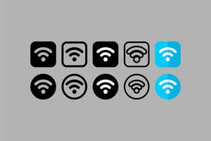 Set Vectors ui design icons signal wifi connection gray background