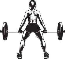 mujer rutina de ejercicio con barra con pesas ilustración. vector