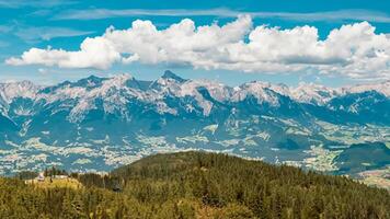 Beautiful alpine summer view with reflections and the famous Dachstein mountains in the background at the Reiteralm, Pichl, Schladming, Steiermark, Austria photo