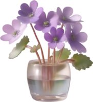 AI generated A vase of Hepatica Americana flower, a watercolor painting of a vase of Hepatica Americana flower. png