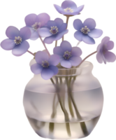 AI generated A vase of Hepatica Americana flower, a watercolor painting of a vase of Hepatica Americana flower. png