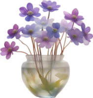 ai gegenereerd een vaas van hepatica americana bloem, een waterverf schilderij van een vaas van hepatica americana bloem. png