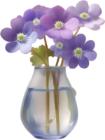 AI generated A vase of Hepatica Americana flower, a watercolor painting of a vase of Hepatica Americana flower. png