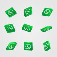 whatsapp3d social network icon, whatsapp icon collection, button template vector