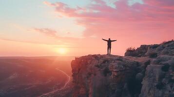 AI generated Embracing Change Silhouette of Confidence and Resilience at Sunrise photo