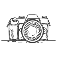 ai gerado simples Câmera logotipo desenhado com Preto linha png