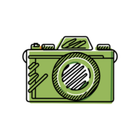 AI generated simple camera logo drawn with black line png