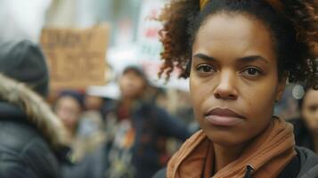 AI generated Environmental Activist Leads Climate Change Protest with Diverse Group of Demonstrators and Signs photo