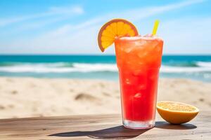 ai generado refrescante verano baya sangrías con blanco y rojo vino, manzanas y naranjas, variedad de bebidas foto