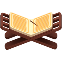 3D Opened Al-Qur-an icon on transparent background png
