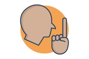 silence sign language. Silent Shh sign in with diverse hands, conveying quietness. flat line icon style. element illustration vector