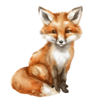 AI generated Timeless BeautyWatercolor Cute Little Fox Clipart png