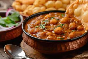 AI generated North Indian Delicacy,Experience the Richness of Chole Bhature. generative ai photo