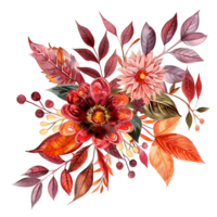 AI generated Timeless BeautyFall Leaves Watercolor Clipart png