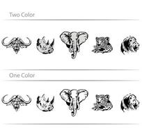 Big Five Heads featuring Lion Buffalo Leopard Elephant Rhino vector