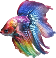 AI generated Siam betta fish, Watercolor painting of Siam betta fish. png