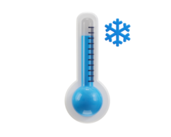 3d thermometer icon with ice symbol concept of cold temperature icon illustration png