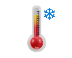 3d thermometer icon with ice symbol concept of cold temperature icon illustration png