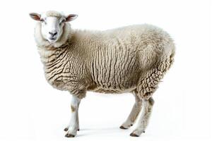 ai generado adulto oveja perfil en blanco antecedentes foto