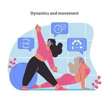 Feel the rhythm of a VR-powered workout with our dynamic and movement-focused illustration. vector