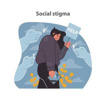 social estigma en viudez. un rígido representación de juicio enfrentado. vector