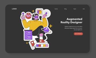 Augmented Reality Designer Creating Virtual Enhancements. Flat vector illustration