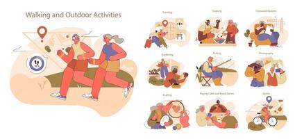 Retirees' Activities set. vector