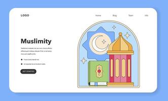 Muslimity icon encapsulating Islamic faith. Flat vector illustration.