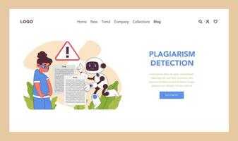 AI in education detecting plagiarism. Flat vector illustration.