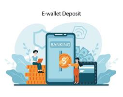 Streamlining finances with digital wallet top-ups, merging tech and traditional banking vector