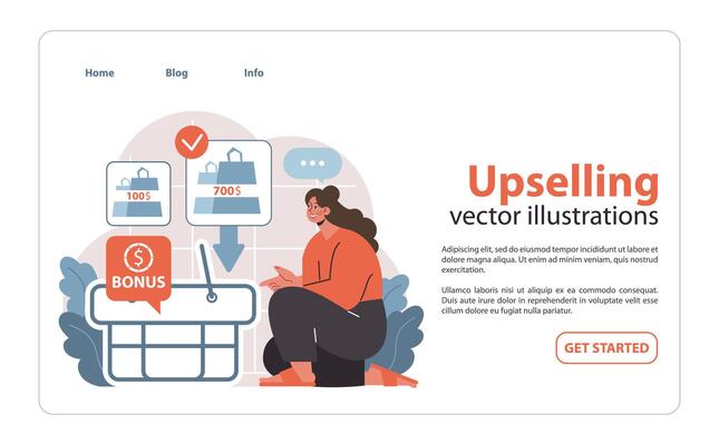 Upselling concept. An illustrative strategy showcasing incentivized higher-value.