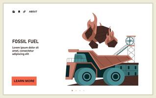 Fossil fuel. Fossil resources extraction. Earth raw materials depletion. vector