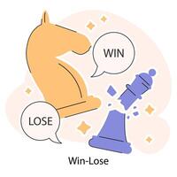 Chess pieces on a Win-Lose scenario, emphasizing strategic choices vector