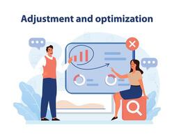 Strategic Adjustment and Optimization. A vivid vector illustration displaying.