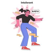 Intolerant Personality trait. Flat vector illustration.