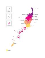 Vector isolated illustration of simplified administrative map of Palau. Borders and names of the states, regions. Multi colored silhouettes.