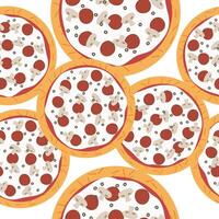 Delicous paparoni pizza seamless pattern, good for food wrapping or wallpaper vector