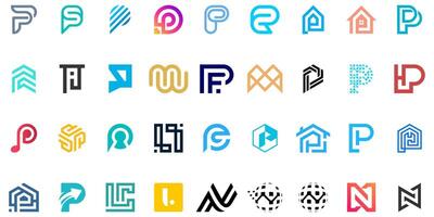 monogram logo collection,Abstract design concept for branding vector