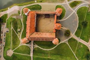 View from the height of the Mir Castle in Belarus and the park on a summer day.Belarus photo