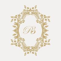 Wedding monogram design with RS inital. Monogram crest with intricate motif designs vector